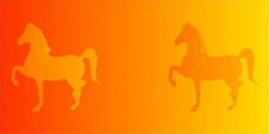 Arriverez-vous à voir le cheval jaune et le cheval orange?